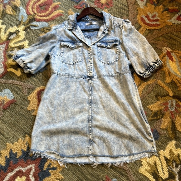 Denim all saints mini dress frayed hem. Sz 10 - Picture 3 of 4